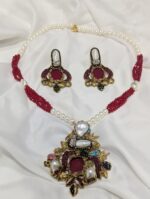 Turkish Pearl Necklace & Earring Set - D1 - Image 2