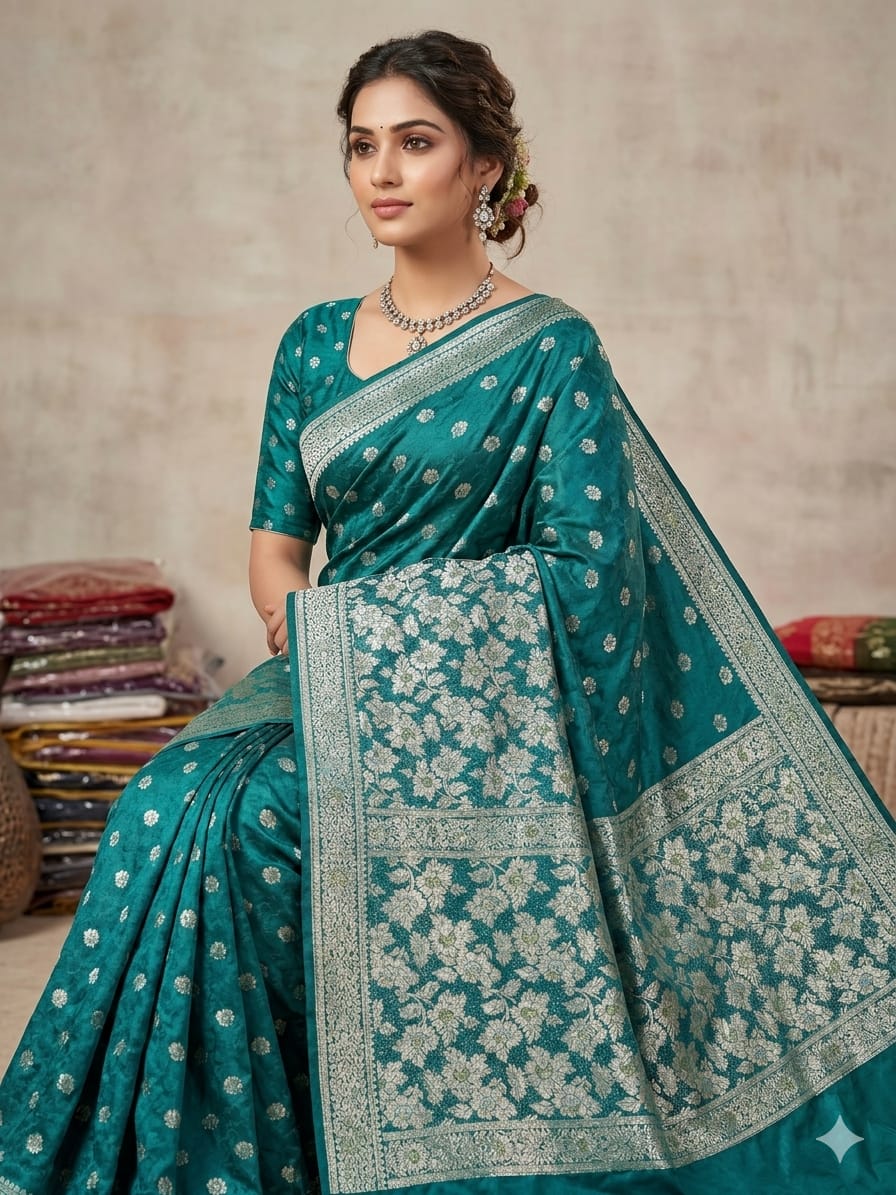 Blue-Model Saree – Pure kanjivaram Saree – Blue - Image 1