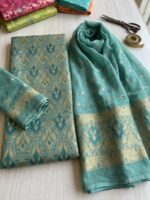 Two-Piece Ladies Suit – Atlas Shirt with Chiffon Crinkle Dupatta (Blue) - Image 2
