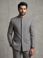 Embroidery Jacquard Cloth for Sherwani (Gray) - Image 3