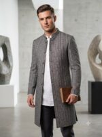 Embroidery Jacquard Cloth for Sherwani (Gray)