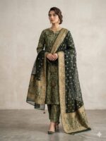 Two-Piece Ladies Suit - Atlas Shirt with Chiffon Crinkle Dupatta