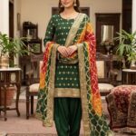 Ladies Chunri Suit – Crinkle Chiffon Shirt & Dupatta (Green)