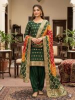 Ladies Chunri Suit – Crinkle Chiffon Shirt & Dupatta (Green)