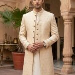 Embroidery Jacquard Cloth for Sherwani (Offwhite)
