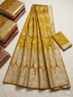 Saree – Pure kanjivaram Saree – Mustard Color - Image 3