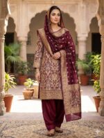 Two-Piece Ladies Suit – Atlas Shirt with Chiffon Crinkle Dupatta (Ligh-Purple-Kanji-shade)