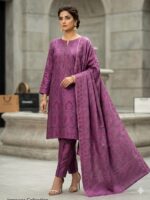 Three Piece Patyala Lawn Suit – Jamawar Style Lawn (Purple)