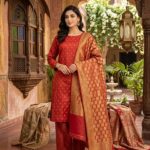 Three Piece Suit - Atlas Shall with Jamawar Shirt & Trouser (RED)