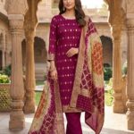 Ladies Chunri Suit – Crinkle Chiffon Shirt & Dupatta (Red)