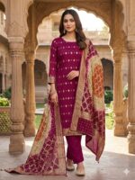 Ladies Chunri Suit – Crinkle Chiffon Shirt & Dupatta (Red)