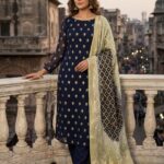 Ladies Chunri Suit – Crinkle Chiffon Shirt & Dupatta (Royal Blue)