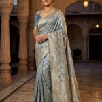 Saree – Pure kanjivaram Saree – Silver Blue