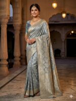 Saree – Pure kanjivaram Saree – Silver Blue