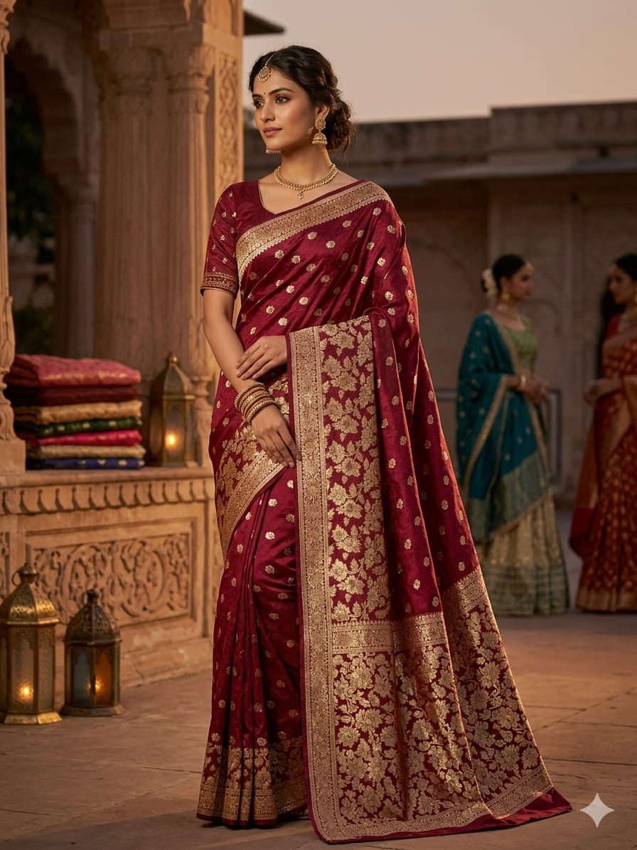 WhatsApp Image 2026-06-21 at 12.57.50 Saree – Pure kanjivaram Saree – Maroon - Image 1