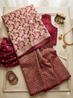 Saree – Pure kanjivaram Saree – Maroon - Image 2