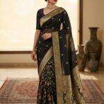Banarsi Saree - Pure Chiffon Banarasi with AM Gold Zari Work (Black)