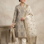 Two-Piece Ladies Suit – Atlas Shirt with Chiffon Crinkle Dupatta (White)