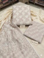 Three Piece Patyala Lawn Suit – Jamawar Style Lawn (white) - Image 2