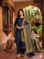 Three Piece Suit – Atlas Shall with Jamawar Shirt & Trouser (Blue)