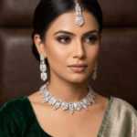Necklace set with Earring and Matha Patti (Silver)