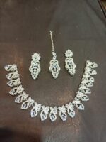 Necklace set with Earring and Matha Patti (Silver-Design2) - Image 2