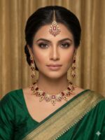 Necklace set with Earring and Matha Patti (Red Stones)