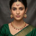 Necklace set with Earring and Matha Patti (Gold Platted and Red stones)
