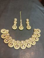 Necklace set with Earring and Matha Patti (Shampion color stones) - Image 2