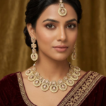 Necklace set with Earring and Matha Patti (Shampion color stones)