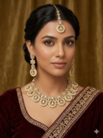 Necklace set with Earring and Matha Patti (Shampion color stones)
