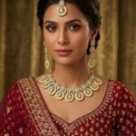 Necklace set with Earring and Matha Patti (Gold Platted-Light Green stone)