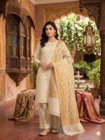 Three Piece Suit – Atlas Shall with Jamawar Shirt & Trouser (White)