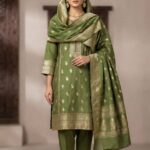 Three Piece Suit – Kanchoi Silk Khadi Fabric (Light Green)