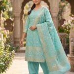 Three Piece Suit – Kanchoi Silk Khadi Fabric (LightBlue)