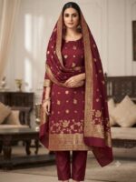 Three Piece Suit - Kanchoi Silk Khadi Fabric (Red)