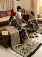 Banarsi Saree -  PureCrinkle Chiffon with Kundan Zari Work - Image 2