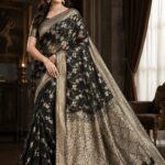 Banarsi Saree -  PureCrinkle Chiffon with Kundan Zari Work