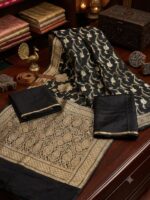 Banarsi Saree -  PureCrinkle Chiffon with Kundan Zari Work - Image 4