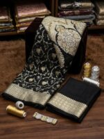 Banarsi Saree - Pure Resham Crinkle Chiffon with Ganga Jamuni Zari Work - Image 2