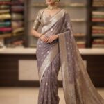 Banarasi Saree – Pure Crinkle Chiffon with Silver & Golden Zari Work (Lailik)