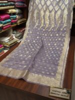 Banarasi Saree – Pure Crinkle Chiffon with Silver & Golden Zari Work (Lailik) - Image 2