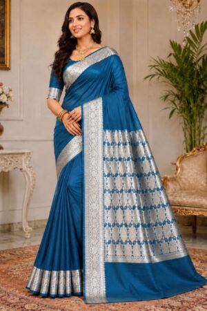 Banarsi Chiffon Blue Saree