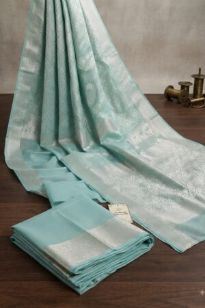 Banarsi Chiffon Saree - Ferozi