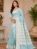 Banarsi Chiffon Saree - Ferozi