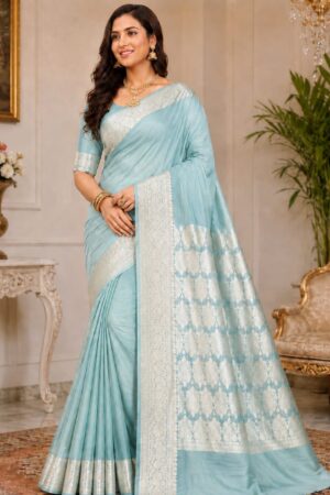 Banarsi Chiffon Saree - Ferozi