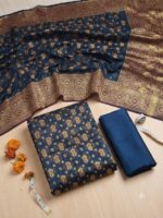 Banarsi Crinkle Chiffon shirt with Lidowna Chiffon Dupatta (Royal Blue) - Image 2