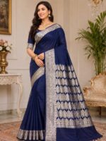 Banarasi Chiffon Saree with Zari Border (Royal Blue)