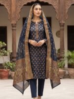 Banarsi Crinkle Chiffon shirt with Lidowna Chiffon Dupatta (Royal Blue)