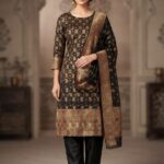 Banarsi Crinkle Chiffon shirt with Lidowna Chiffon Dupatta (Black)